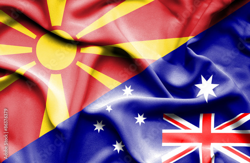 Waving flag of Australia and Macedonia