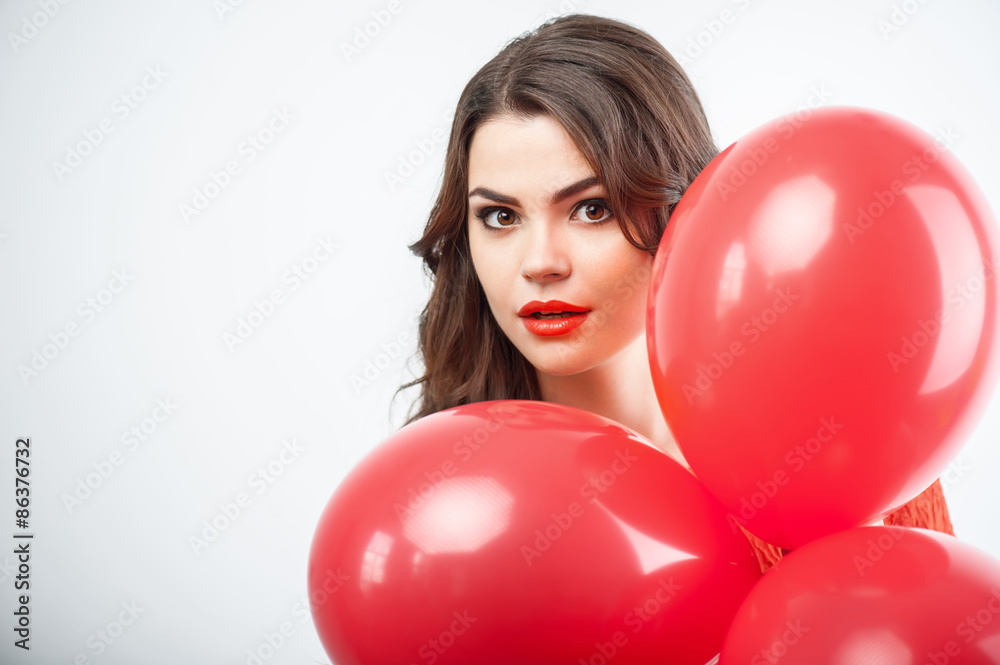 Pretty young woman is celebrating and doing fun Pretty young woman is celebrating and doing fun