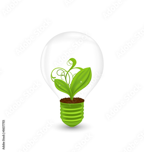 Bulb with plant inside isolated on white background