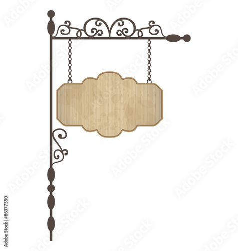 Wooden noticeboard with floral forged elements