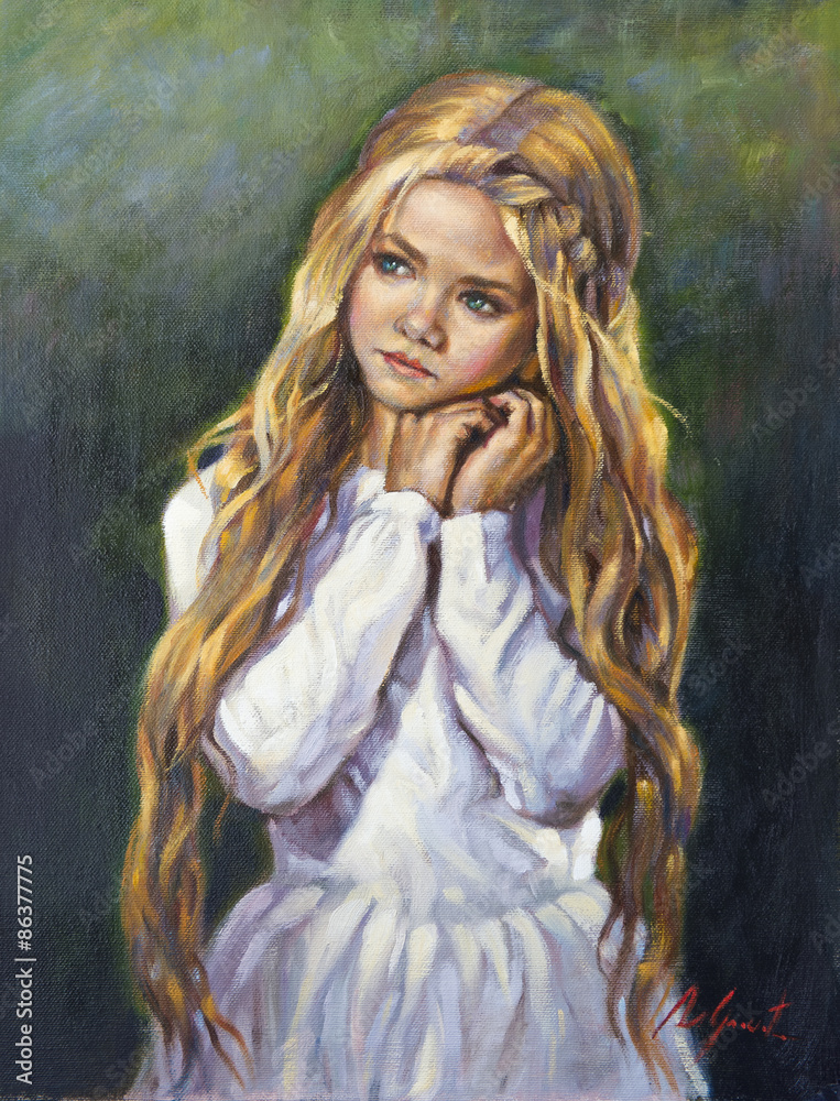 oil on canvas of a little girl