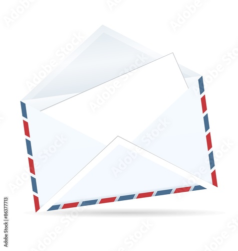 Realistic illustration of open envelope of post