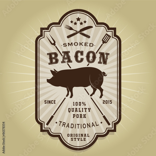 Vintage Retro Smoked Bacon Seal