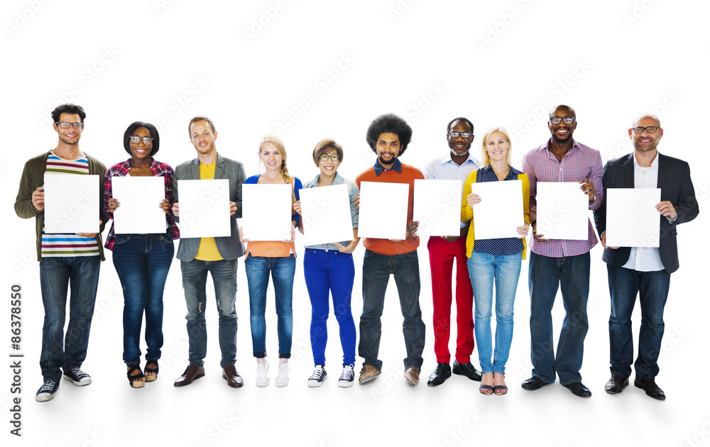 Fototapeta premium Diversity Casual People Holding Blank Space Team Concept