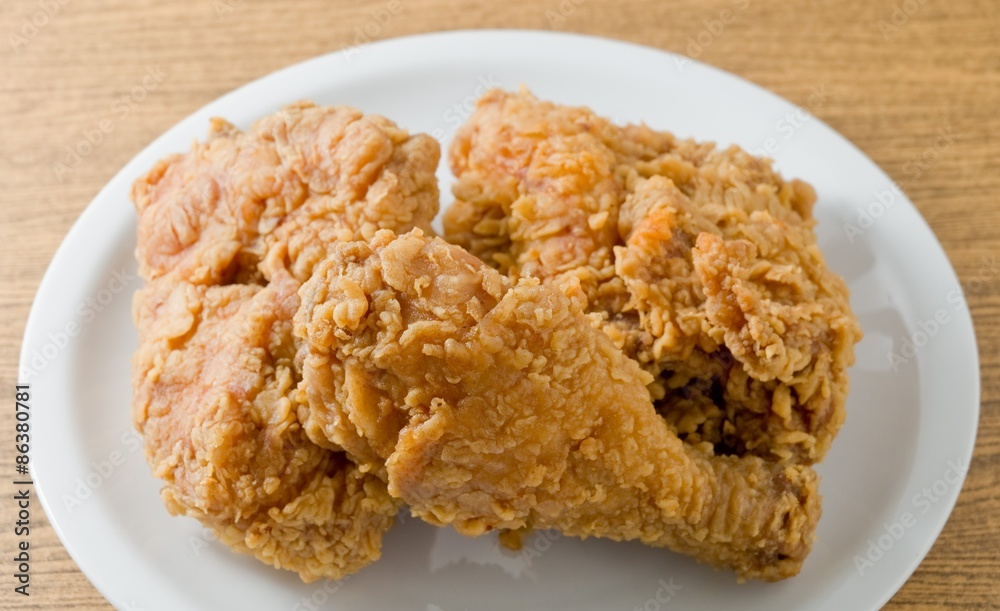Deep Fried Chicken on A White Dish Deep Fried Chicken on A White Dish