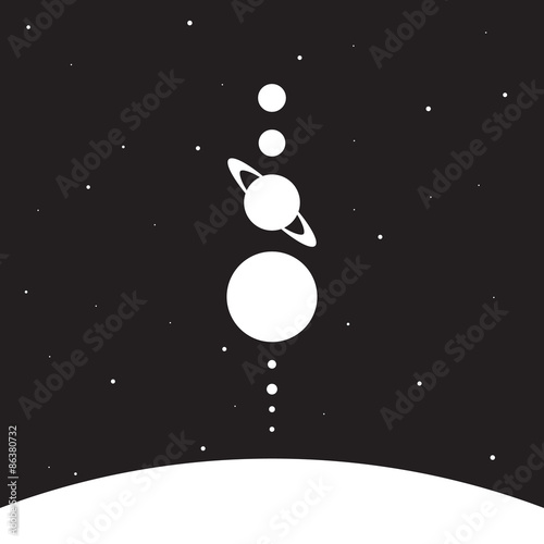 Solar system, simple flat design