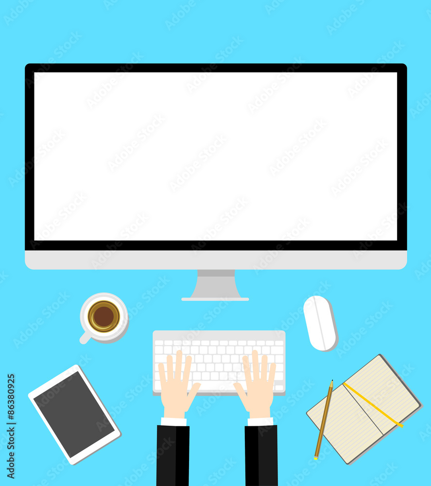 Work desk flat design vector eps 10 Work desk flat design vector eps 10