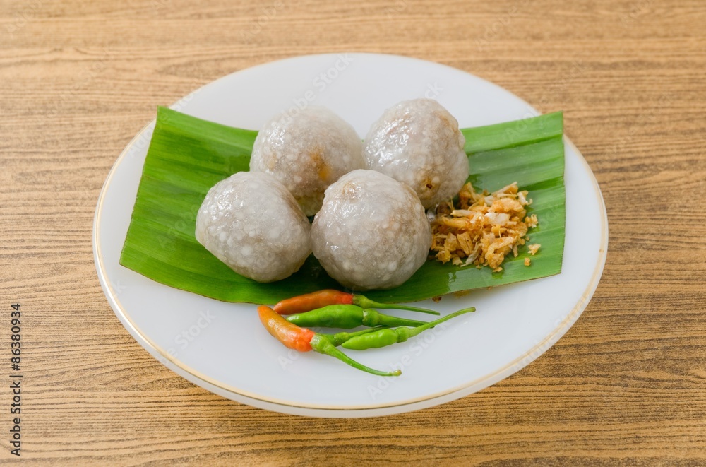 Thai Dessert of Tapioca Balls Filled with Minced Pork Thai Dessert of Tapioca Balls Filled with Minced Pork