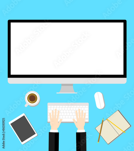 Work desk flat design vector eps 10