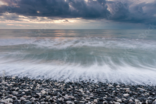 Sea and pebbly beach (Kourion beach, Cyprus)