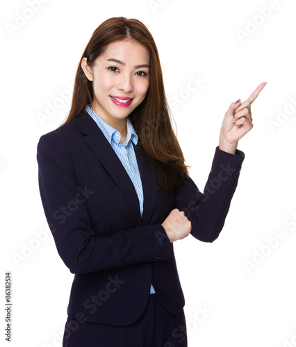 Asian businesswoman showing finger up