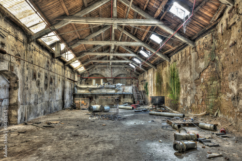 Inside Old Abandoned Industrial Warehouse