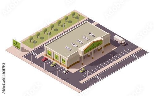 Vector isometric shopping mall