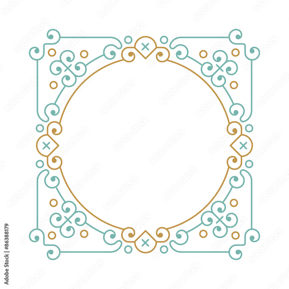 Etno Geometric frame in trendy mono line style.