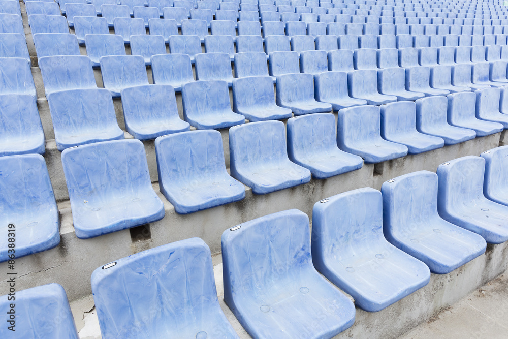 Naklejka premium Old blue stadium seats