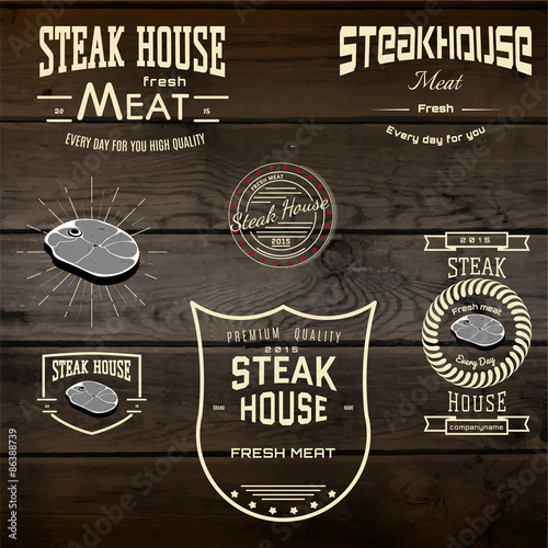 Steak house badges logos and labels for any use