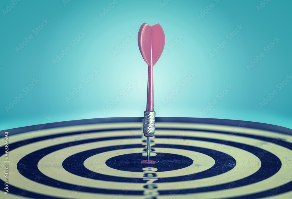 Success hitting target aim goal achievement. Dart in target cent Success hitting target aim goal achievement. Dart in target cent
