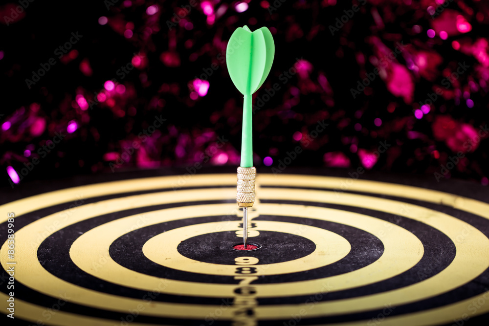 Success hitting target aim goal achievement. Dart in target cent Success hitting target aim goal achievement. Dart in target cent