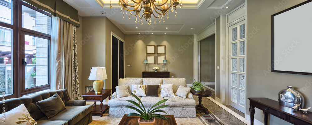 luxury living room interior - obrazy, fototapety, plakaty 