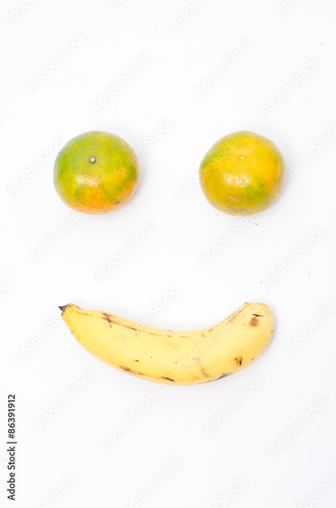 Smiling face made from fruit