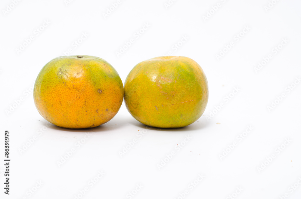 Two oranges isolated on white background
