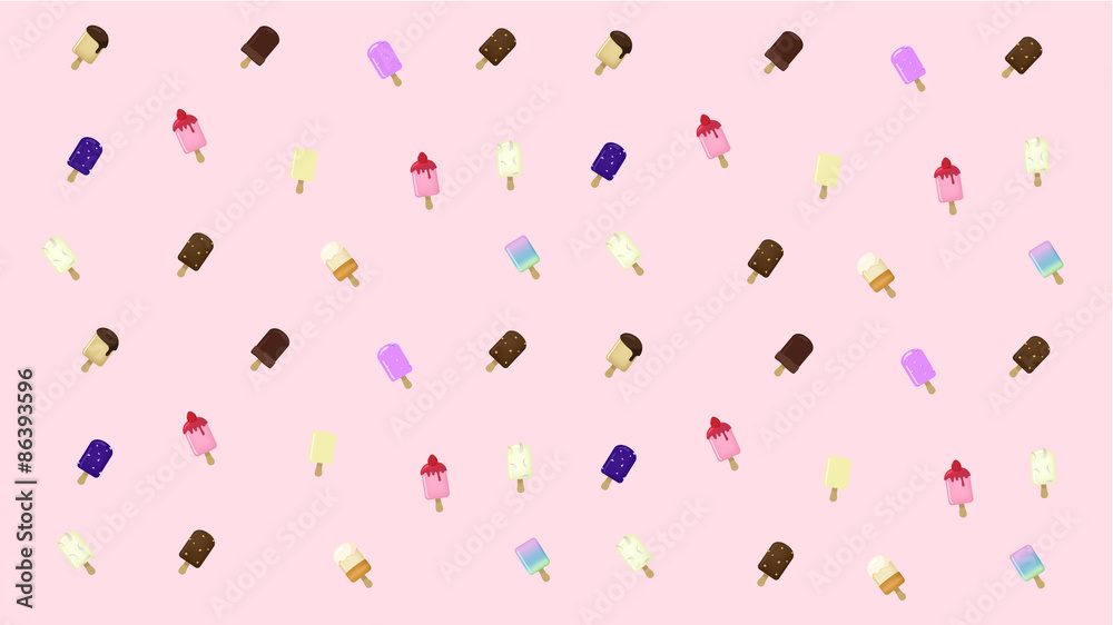 Tasty Ice cream Pink Background Vector