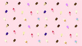 Tasty Ice cream Pink Background Vector