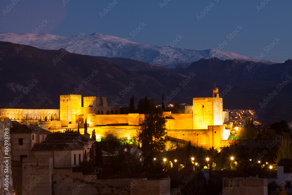 Night view  of  Alhambra