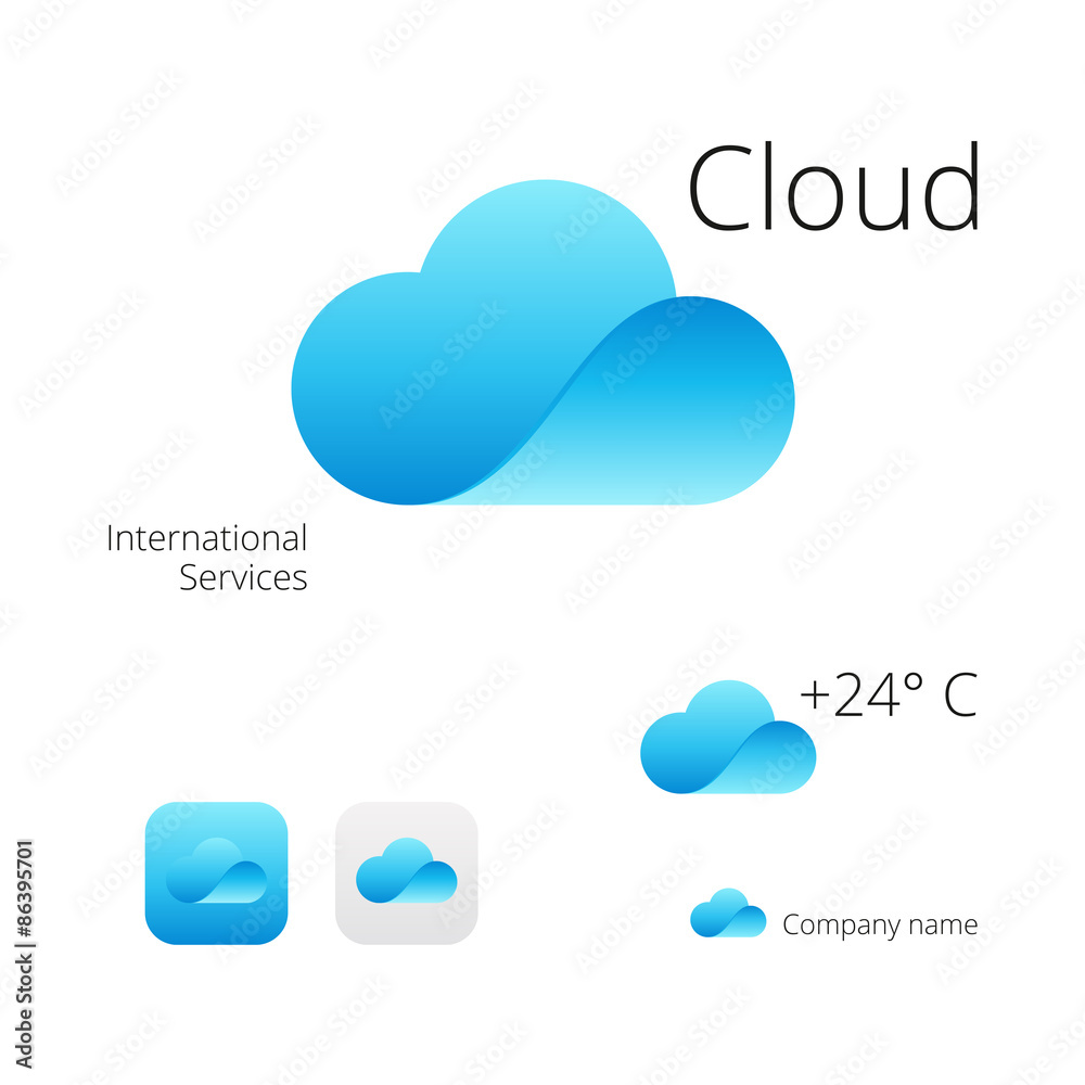 Cloud Stylish Logo Icon and Button Concept Set Cloud Stylish Logo Icon and Button Concept Set