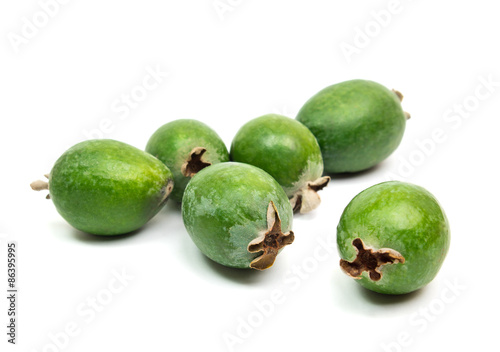 Tropical fruit feijoa isolated on white background