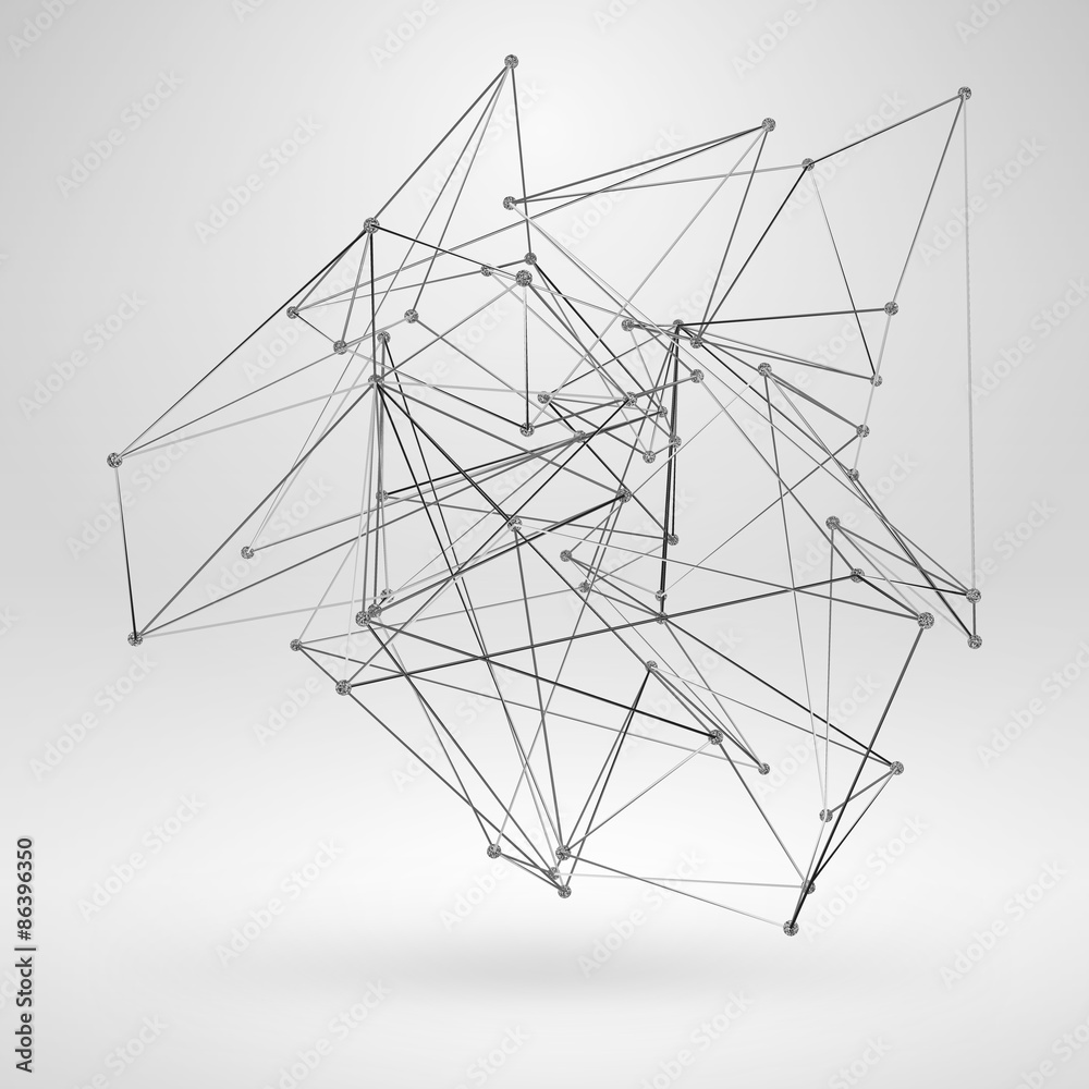 Wireframe Polygonal Element. Abstract 3D Object with Thin Lines Wireframe Polygonal Element. Abstract 3D Object with Thin Lines
