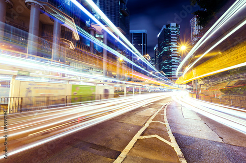 Photography Traffic in Hong Kong at night