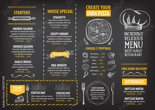 Restaurant cafe menu, template design. Food flyer.