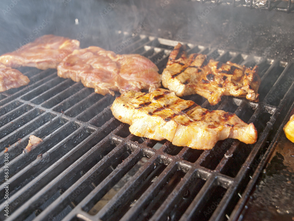 grilling pork meat 