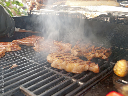 grilling pork meat 