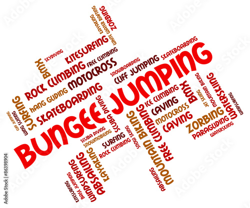 Bungee Jumping Indicates Text Words And Adventure photo