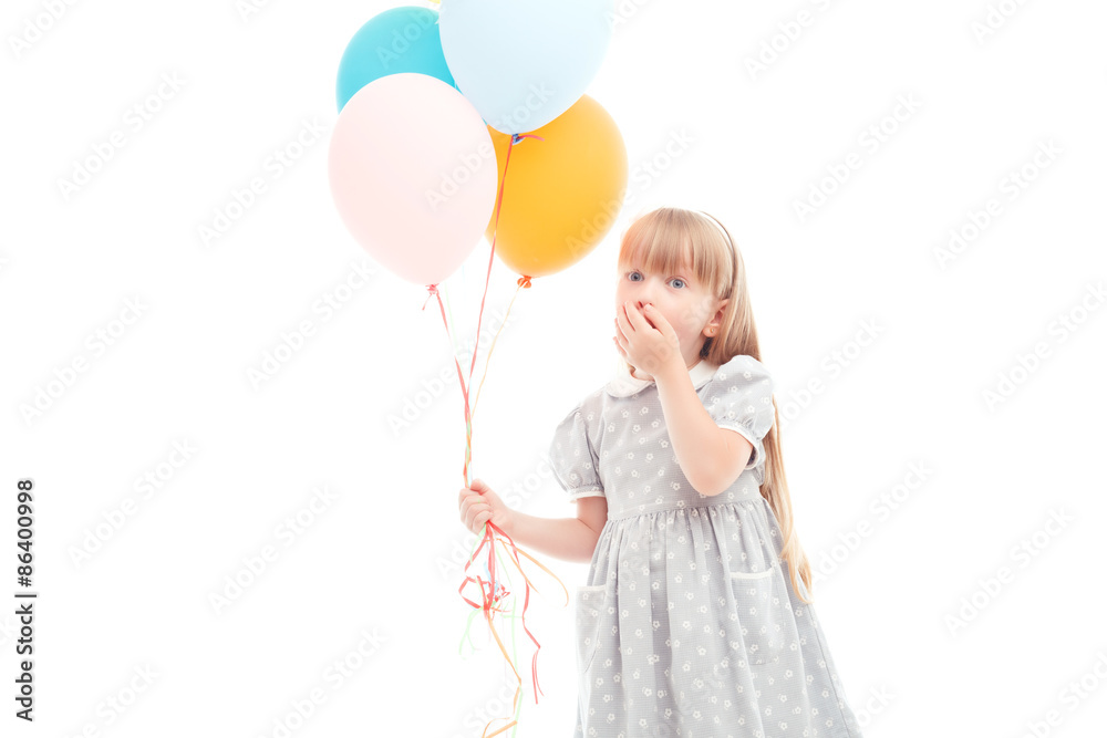 Pleasant girl holding balloons 