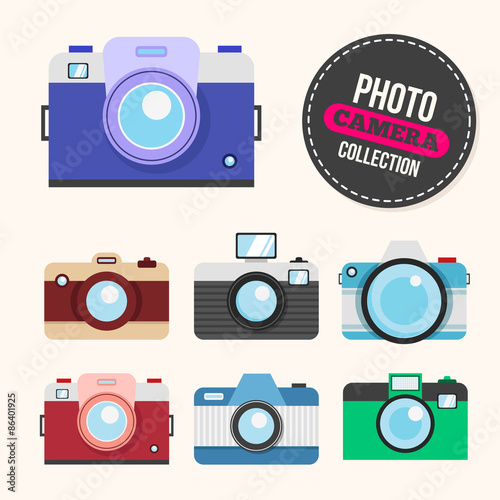 Camera flat illustration set