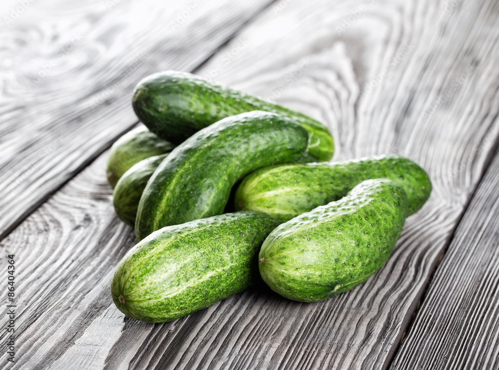 Bunch of ripe juicy green cucumbers Bunch of ripe juicy green cucumbers