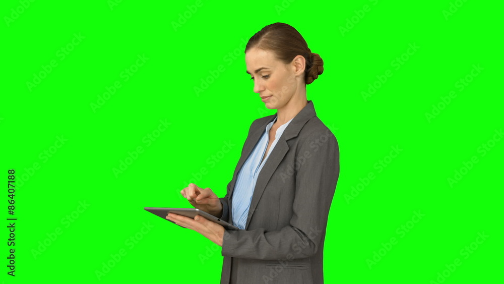 Happy businesswoman using tablet Happy businesswoman using tablet