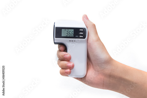 Hand hold infrared thermometer isolated