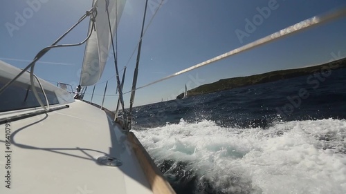 Boat in sailing regatta. Luxury yachts.