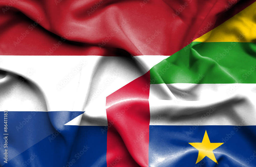 Waving flag of Central African Republic and Netherlands Waving flag of Central African Republic and Netherlands