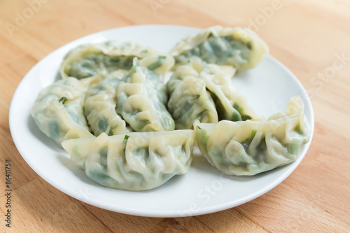 Steamed dumpling on plate