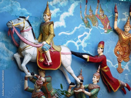 Buddhist wall painting at Burma temple 