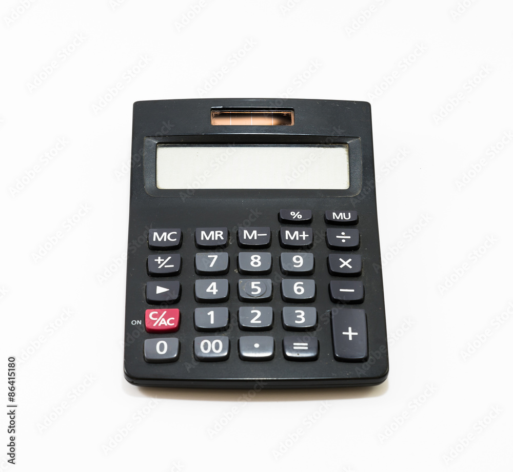 Isolated black calculator on white background Isolated black calculator on white background