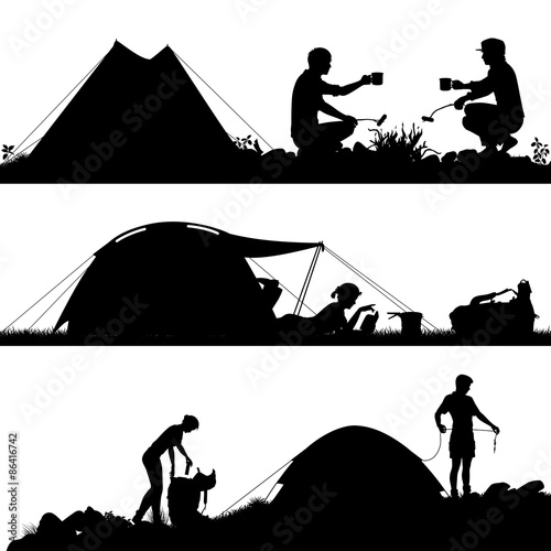 Camping foreground silhouettes