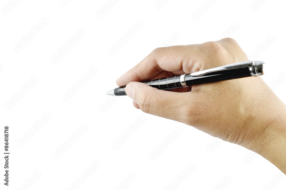 Hand writing with black pen on white background Hand writing with black pen on white background