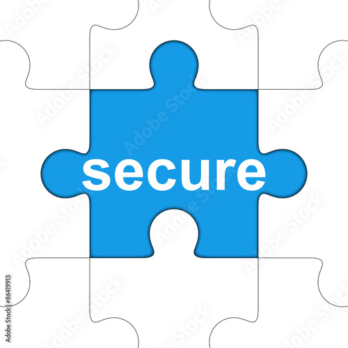 Icono texto secure en puzzle con sombra