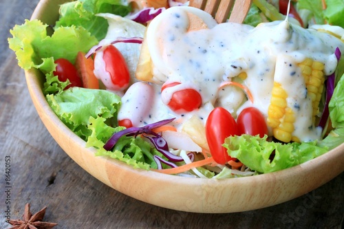 Vegetables salad eggs with mayonnaise